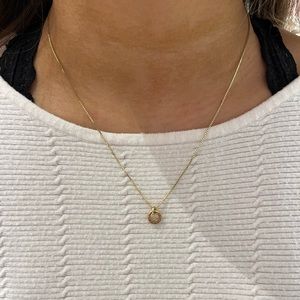 14k Solid Yellow Gold Pandora Logo Necklace